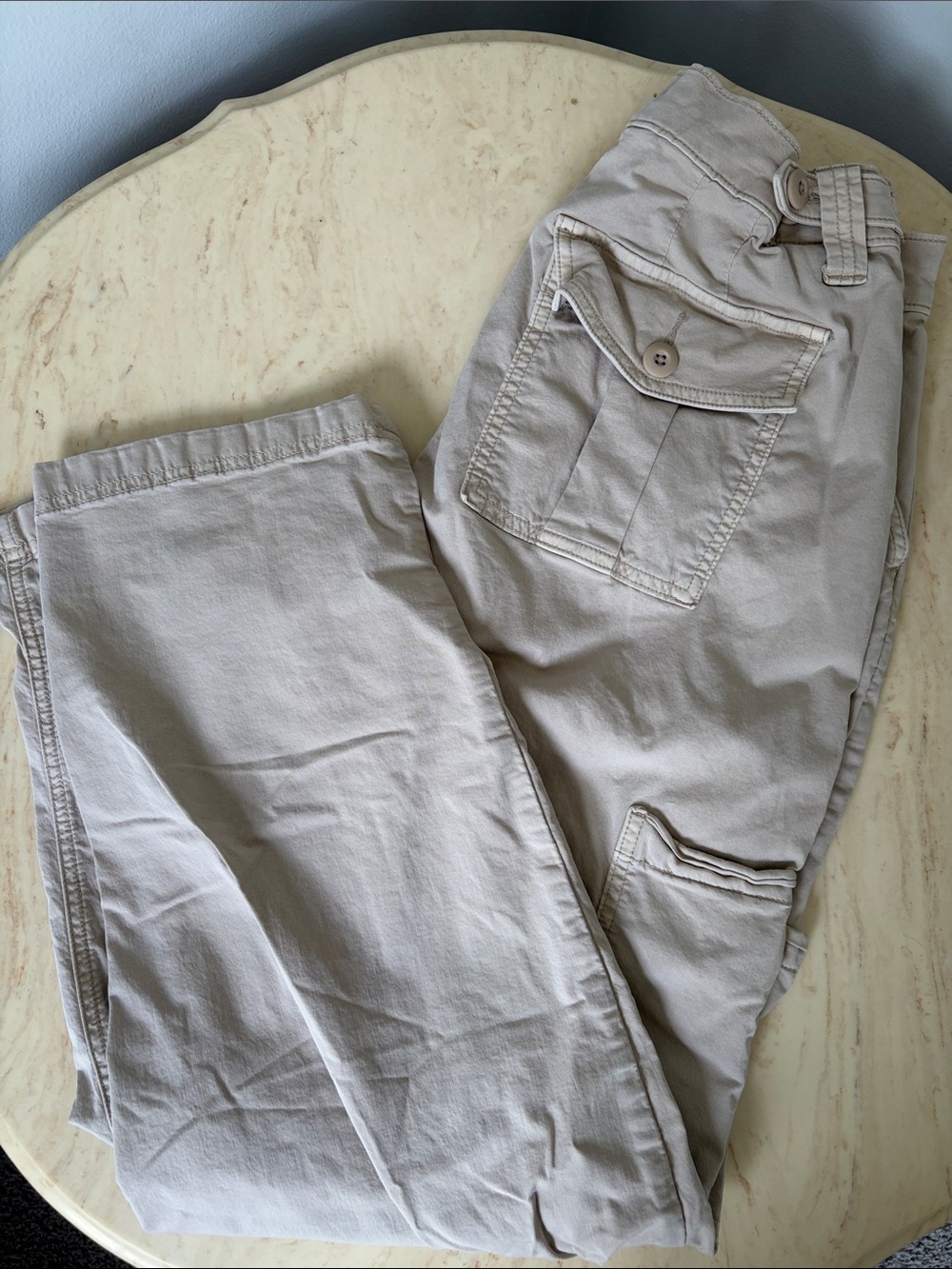 Women’s Cargo Barrel Pants in Light Beige - Utility Pocket Design